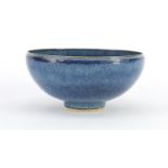 Chinese blue purple glazed porcelain bowl, six figure character marks to the base, 16cm in