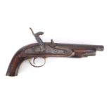 Antique percussion cap pistol with brass mounts, 34cm in length :For Further Condition Reports