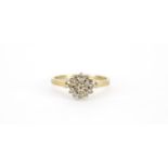 9ct gold three tier diamond ring, size T, 2.8g :For Further Condition Reports Please Visit Our