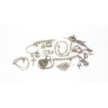 Silver and white metal jewellery including necklaces, rings and bracelets, 120.5g :For Further