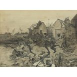 A Morgon 1919 - Battle of Givenchy, First World War, pencil and ink wash, inscribed verso, mounted