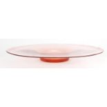 Large continental peach glass charger, 45.5cm in diameter :For Further Condition Reports Please