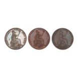 Three Victoria Young Head farthings comprising dates 1839, 1840 and 1841 :For Further Condition
