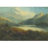 Scottish mountainous landscape, 19th century oil on canvas, part Edinburgh label verso, mounted