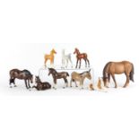 Seven Beswick horses and foals together with two Royal Doulton, the largest 15cm high :For Further