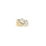 Stylish 9ct gold clear stone ring, size N, 4.4g :For Further Condition Reports Please Visit Our