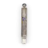 Rectangular silver cased pencil with enamelled Naval flag, indistinct makers mark Chester 1922, 9.