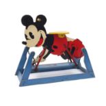 Vintage Tri-ang rocking Mickey Mouse with plaque, 81cm in length :For Further Condition Reports