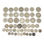 Predominantly British pre decimal 1947 coinage including half crowns and shillings, 345.0g :For