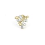 9ct gold blue stone and diamond flower ring, size T, 3.6g :For Further Condition Reports Please