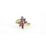 9ct gold pink stone flower head ring, size S, 3.2g :For Further Condition Reports Please Visit Our
