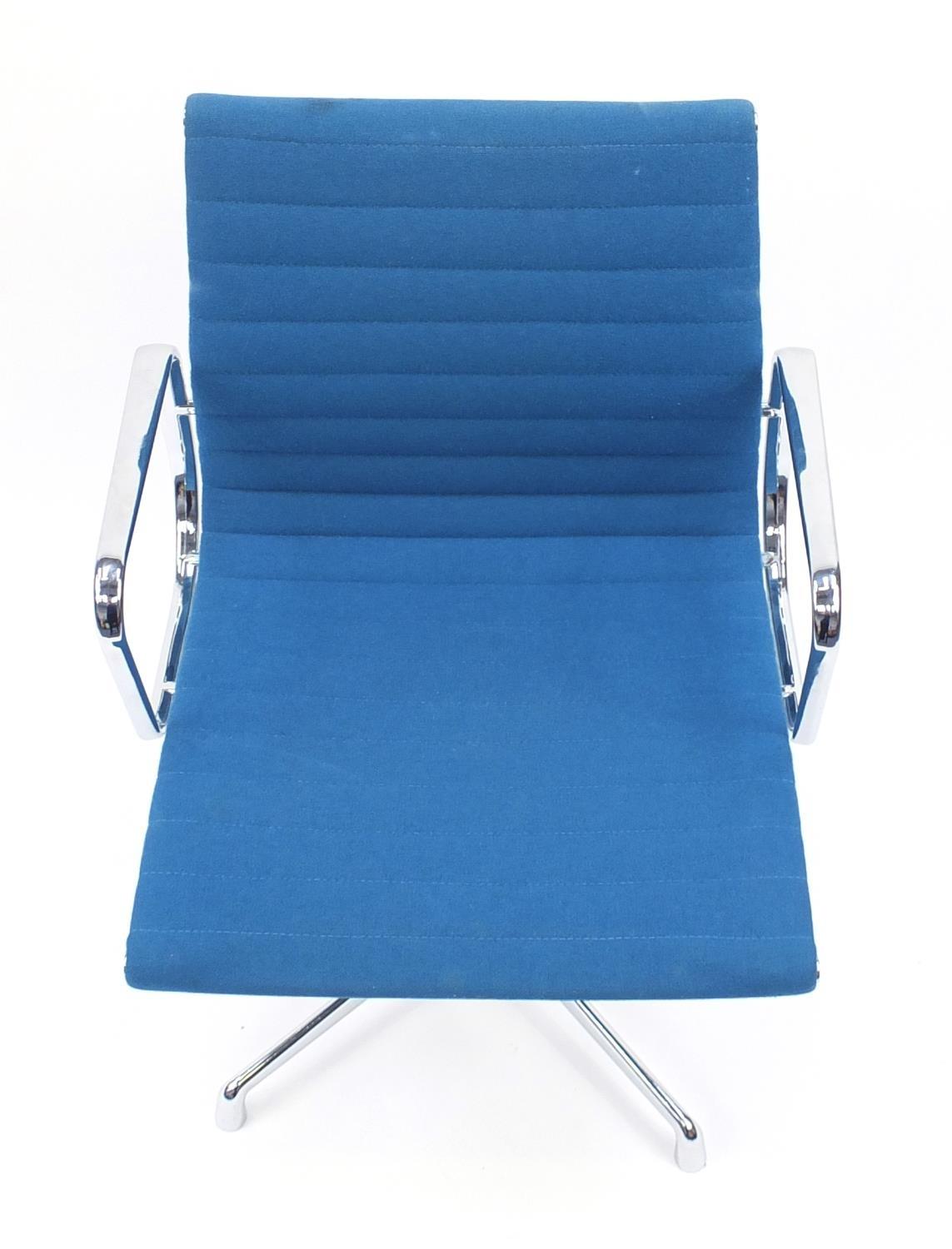 Charles and Ray Eames EA107 design desk chair with turquoise upholstery, 82cm high :For Further - Image 3 of 4