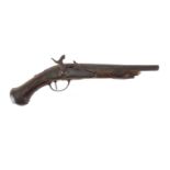 Antique walnut percussion cap pistol, 39cm in length :For Further Condition Reports Please Visit Our