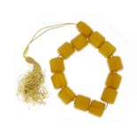 Amber coloured bead necklace, 50cm long, 67.4g :For Further Condition Reports Please Visit Our