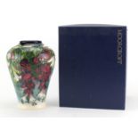 Moorcroft baluster vase hand pained in the Nostalgia pattern by Angi Davenport, with box, limited