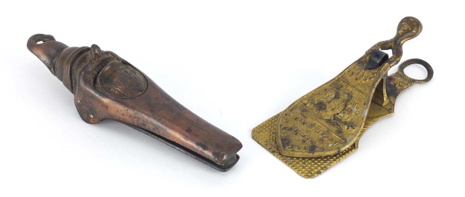 Two Victorian letter clips including a Merry Phipson & Parkers example, the largest 18.5cm in length