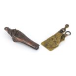 Two Victorian letter clips including a Merry Phipson & Parkers example, the largest 18.5cm in length