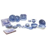 Copeland Spode Italian blue and white dinnerware including fruit bowls, egg cups, salt and pepper,