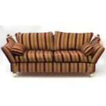 Knoll drop end three seater settee with red and gold upholstery, 230cm in Length :For Further