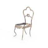 Silver dolls house chair, indistinct markers mark Birmingham 1907, 11cm high, 24.8g :For Further