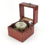 Russian two day marine chronometer, housed in a mahogany case with brass carrying handles, inscribed