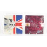 Two United Kingdom brilliant uncirculated coin collections comprising dates 1992 and 1993 :For