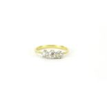 Unmarked gold diamond three stone ring, size L, 2.0g :For Further Condition Reports Please Visit Our