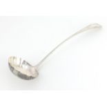Georgian Irish silver ladle with shell shaped bowl, by Thomas Townsend Dublin 1811, 36cm in
