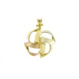 9ct three tone gold pendant, 3.2cm in diameter, 4.0g :For Further Condition Reports Please Visit Our