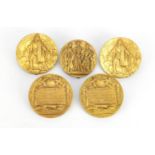 Four Columbian Exposition commemorative medallions and one other :For Further Condition Reports