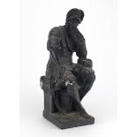 Plaster figure of a seated Grecian warrior, 41cm high :For Further Condition Reports Please Visit