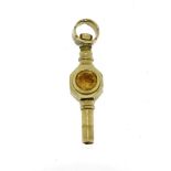 Antique unmarked gold citrine and opal watch key, 2.5cm in length, 2.0g :For Further Condition