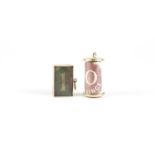 Two 9ct gold emergency note charms, the largest 2.5cm high, 6.3g :For Further Condition Reports