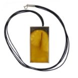 Designer sterling silver and butterscotch amber necklace by Mariusz Gliwinski, the pendant 6.5cm