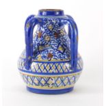 Islamic Hand painted pottery vase with four handles, 17.5cm high :For Further Condition Reports
