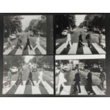 Four Beatles black and white proof photographs, relating to the Abbey Road vinyl cover, each 25.