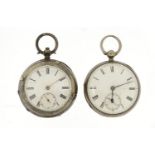 Two gentleman's silver open face pocket watches including William Brown with fusee movement, each