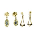 Two pairs of 9ct gold sapphire earrings, 3.2g :For Further Condition Reports Please Visit Our