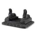 Victorian Sphinx design cast iron boot scrapper, 39cm wide :For Further Condition Reports Please