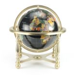 Gemstone table globe with compass under tier, 45cm high :For Further Condition Reports Please