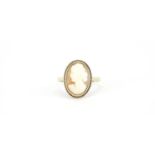 9ct gold cameo maiden head ring, size P, 2.8g :For Further Condition Reports Please Visit Our
