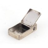 Victorian rectangular silver vesta with cigar cutter end, by Foxall & Co, Birmingham 1852, 5cm in