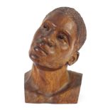 Barnabas Ndudzo carved wood bust of a man, 29cm high :For Further Condition Reports Please Visit Our