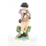 18th century Derby porcelain figure of a boy with flower, scripted marks to base,18cm high :For
