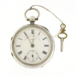 Victorian gentleman's silver express English lever open face pocket watch with subsidiary dial,