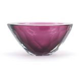 Murano faceted amethyst glass bowl, 9cm high x 18.5cm wide :For Further Condition Reports Please