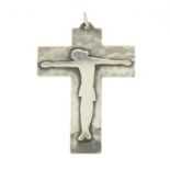 Jean Despres silvered metal crucifix pendant, 7.8cm long, 28.0g :For Further Condition Reports