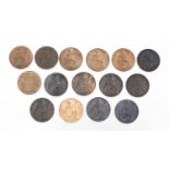 Fifteen George V farthings comprising dates 1912, 1913, 1914, 1914, 1915, 1916, 1917, 1918, 1919,