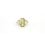 9ct gold citrine and blue stone ring, size T, 4.0g :For Further Condition Reports Please Visit Our