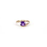 9ct rose gold amethyst crossover ring, size T, 3.4g :For Further Condition Reports Please Visit